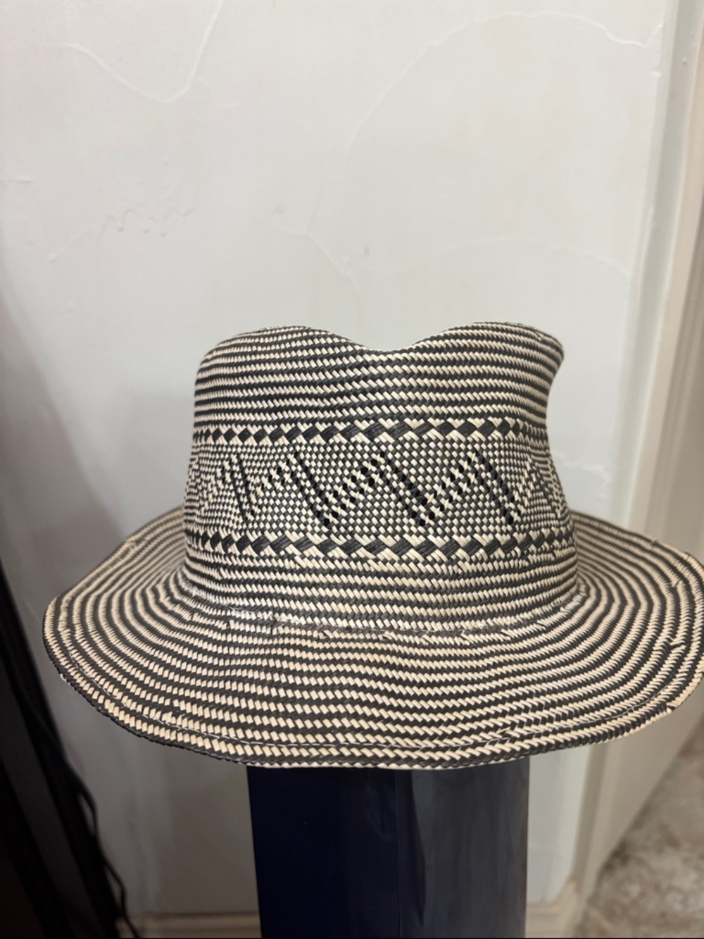 Etro Black & Cream Woven Fedora Hat